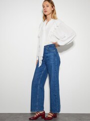 Monsoon Natural Cassie Broderie Frill Tie-Neck Blouse - Image 4 of 6