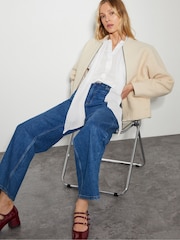 Monsoon Natural Cassie Broderie Frill Tie-Neck Blouse - Image 5 of 6