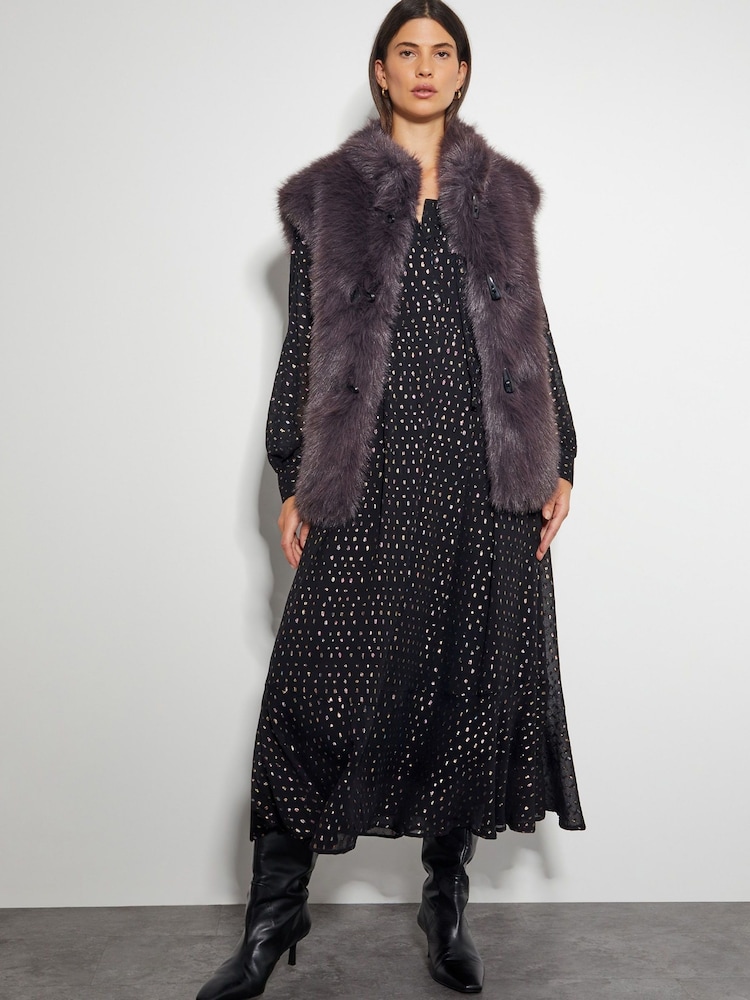 Monsoon Black Lillian Metallic Polka Dot Dress - Image 5 of 5