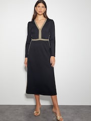 Monsoon Black Pora Ponte Jersey Midi Dress - Image 1 of 5