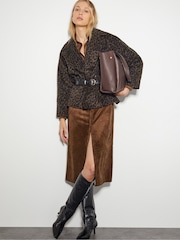 Monsoon Brown Amber Suedette Midi Dress - Image 3 of 5