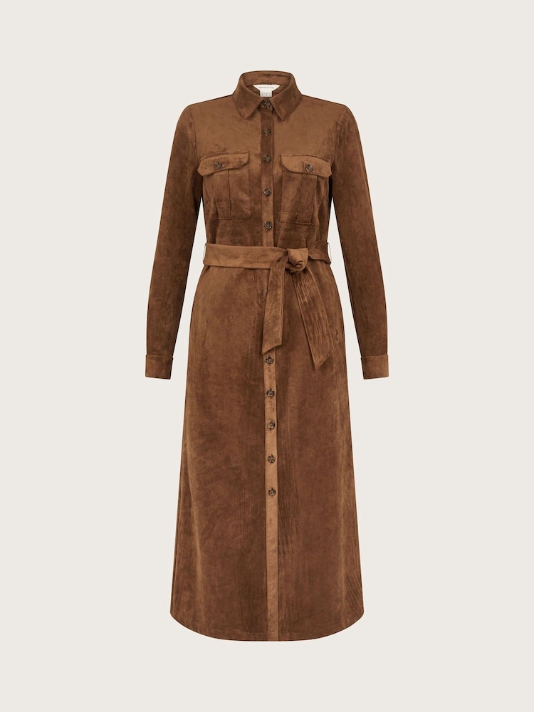 Monsoon Brown Amber Suedette Midi Dress - Image 5 of 5