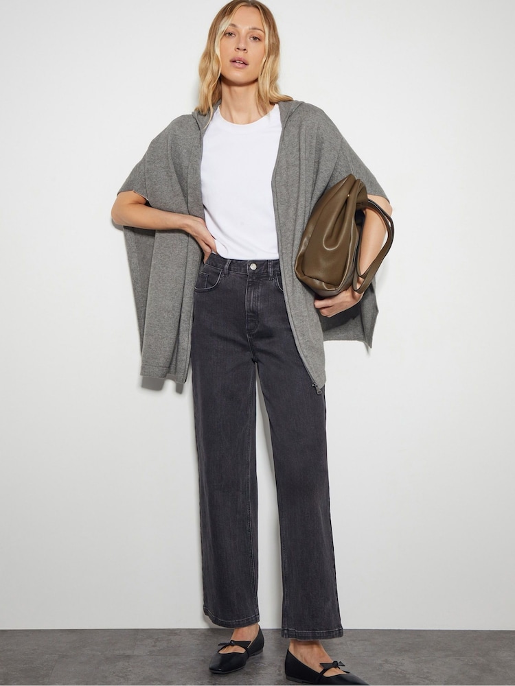 Monsoon Grey Knit Poncho Hoodie - Image 1 of 6