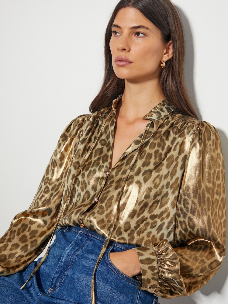 Monsoon Gold Lena Leopard Print Blouse - Image 1 of 4