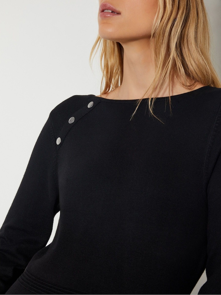 Monsoon Black Ciara Button Midi Jumper Dress - Image 2 of 6 Monsoon Black Ciara Button Midi Jumper Dress - Image 2 of 6