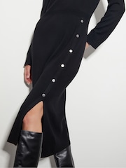 Schwarz - Monsoon Ciara Midi-Pulloverkleid mit Knopf - Bild 4 von 6