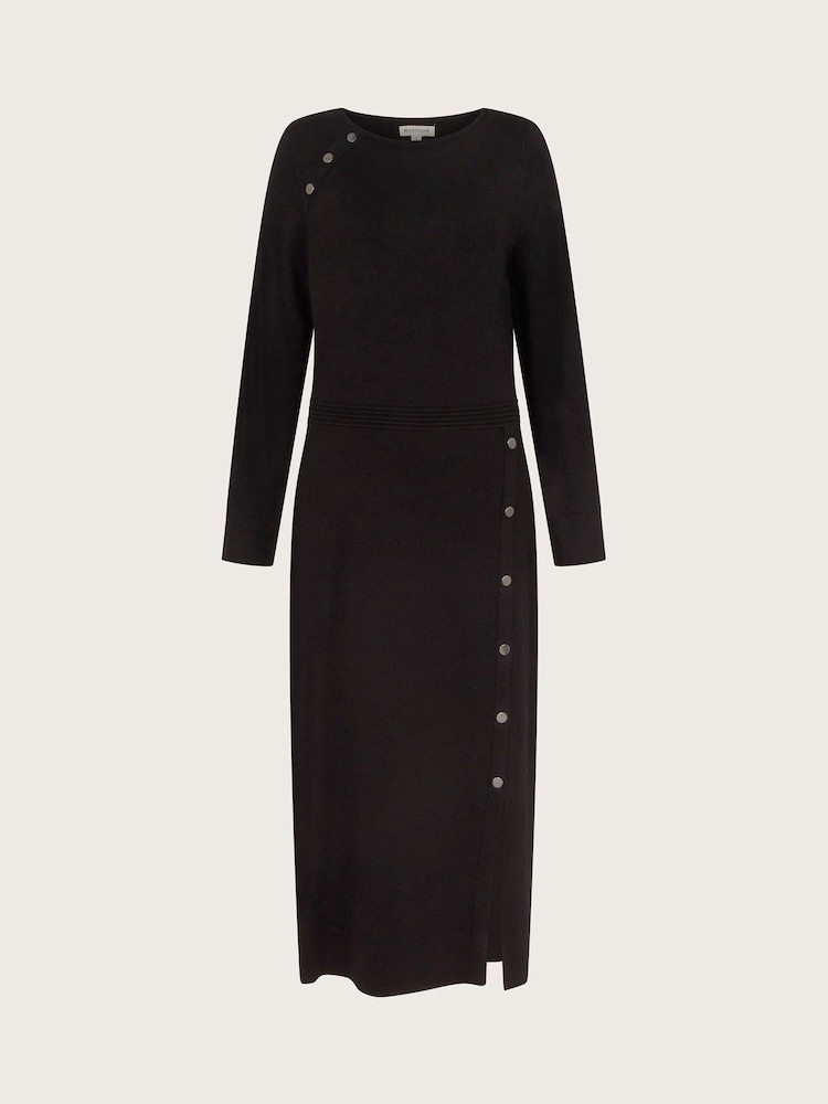 Schwarz - Monsoon Ciara Midi-Pulloverkleid mit Knopf - Bild 6 von 6
