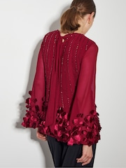 Monsoon Red Carly Embellished 3D Petal Top - Image 3 of 4