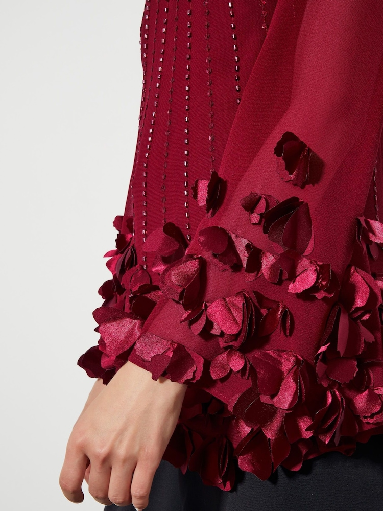 Monsoon Red Carly Embellished 3D Petal Top - Image 4 of 4