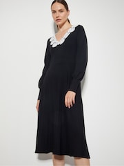 Monsoon Black Lola Lace Knit Midi Dress - Image 1 of 5
