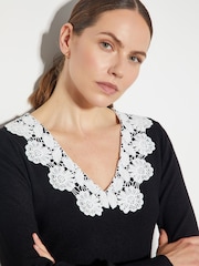 Monsoon Black Lola Lace Knit Midi Dress - Image 3 of 5