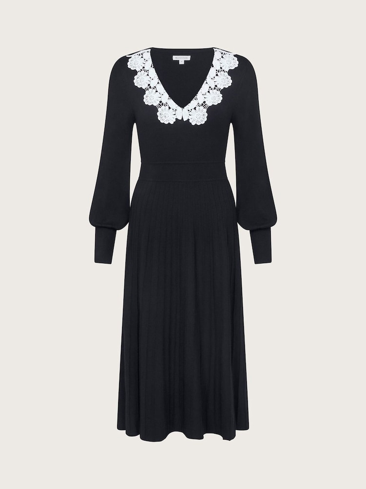 Monsoon Black Lola Lace Knit Midi Dress - Image 5 of 5