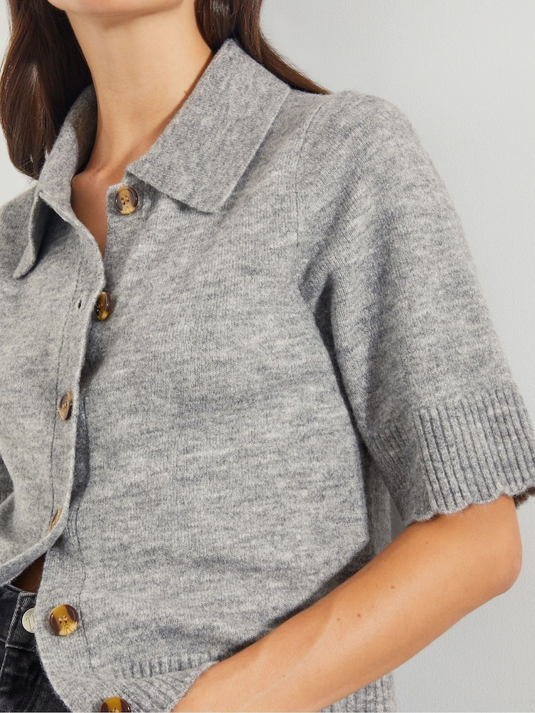 Monsoon Grey Cindy Short Sleeve Collar Cardigan - Image 4 of 4