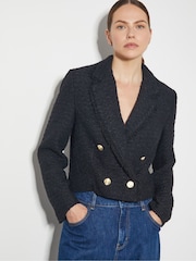 Monsoon Black Rubi Crop Tweed Blazer - Image 1 of 6