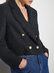 Monsoon Black Rubi Crop Tweed Blazer - Image 5 of 6