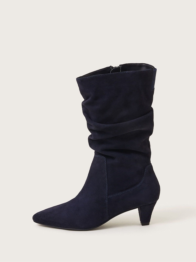 Monsoon Nina Stiefel aus Veloursleder mit Raffung - Bild 1 von 3 Monsoon Nina Stiefel aus Veloursleder mit Raffung - Bild 1 von 3
