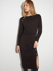 Braun - Monsoon Ciara Midi-Pulloverkleid mit Knopf - Bild 2 von 5