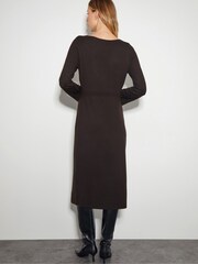Braun - Monsoon Ciara Midi-Pulloverkleid mit Knopf - Bild 3 von 5