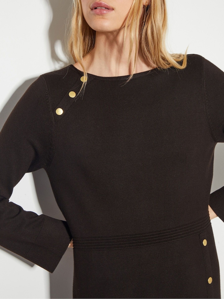 Monsoon Brown Ciara Button Midi Jumper Dress - Image 5 of 5 Monsoon Brown Ciara Button Midi Jumper Dress - Image 5 of 5