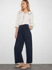 Monsoon Blue Samira Corduroy Wide Leg Trousers - Image 5 of 5