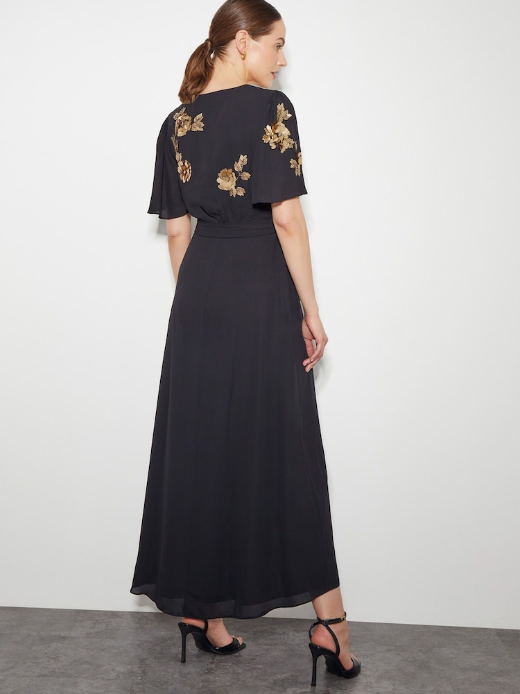 Monsoon Sarah Sequin Fleuri Mi-long Wrap Robe - Image 3 of 4