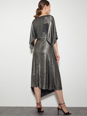 Monsoon Gold Mila Drape Metallic Jersey Midi Dress - Image 2 of 6