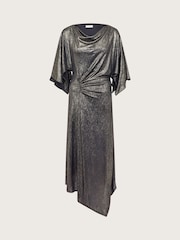 Monsoon Gold Mila Drape Metallic Jersey Midi Dress - Image 6 of 6
