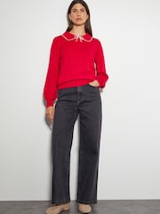 Monsoon Red Clara Collar Jumper - Image 2 of 4