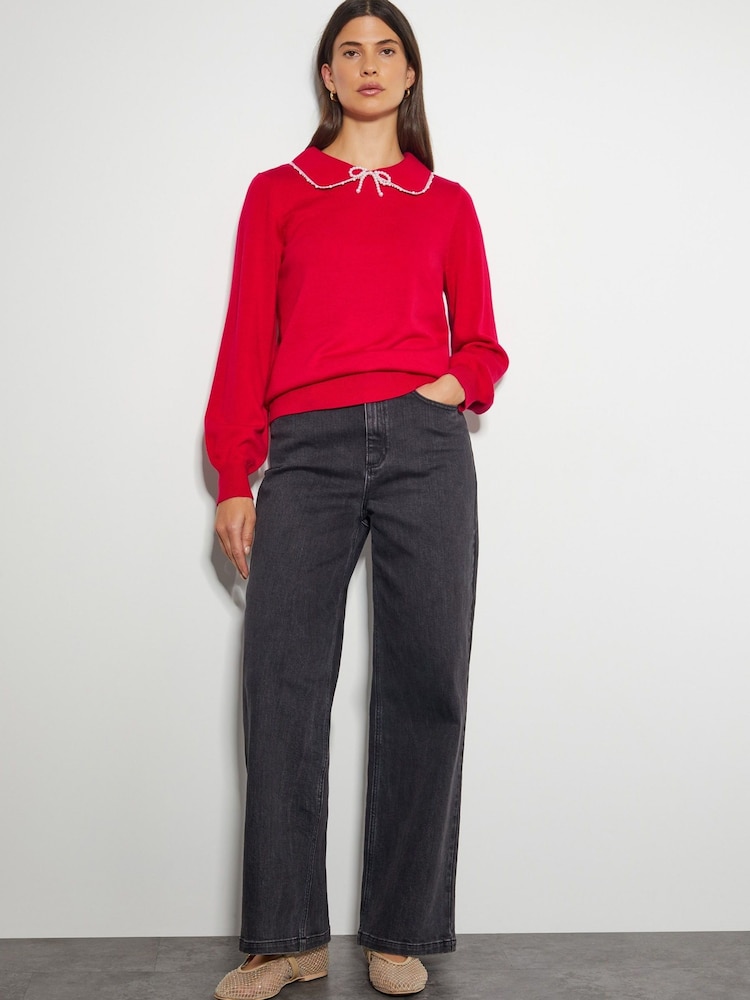 Monsoon Red Clara Collar Jumper - Image 2 of 4