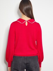 Monsoon Red Clara Collar Jumper - Image 3 of 4