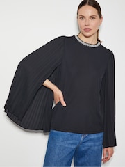 Monsoon Black Jaye Jewel Cape Sleeve Top - Image 1 of 5