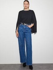 Monsoon Black Jaye Jewel Cape Sleeve Top - Image 2 of 5