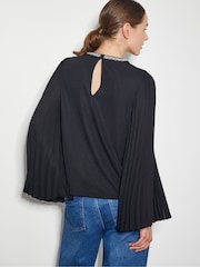 Monsoon Black Jaye Jewel Cape Sleeve Top - Image 3 of 5