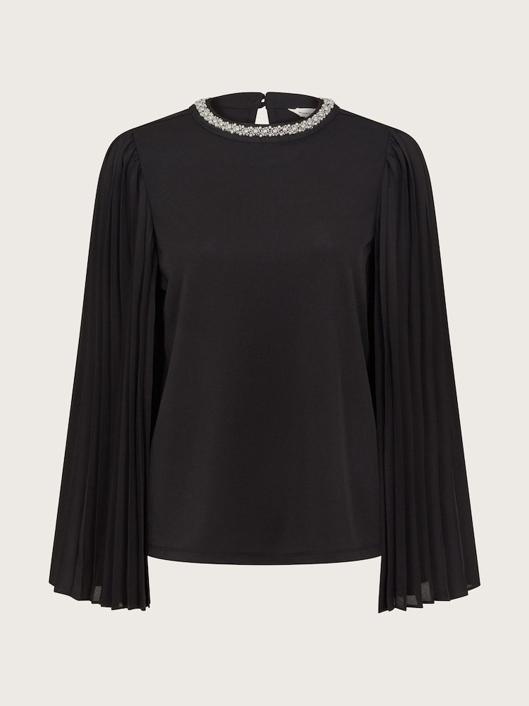 Monsoon Black Jaye Jewel Cape Sleeve Top - Image 5 of 5