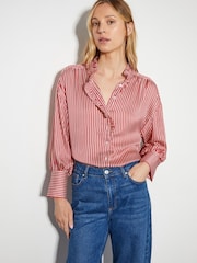 Monsoon Red Nancy Satin Stripe Blouse - Image 1 of 5
