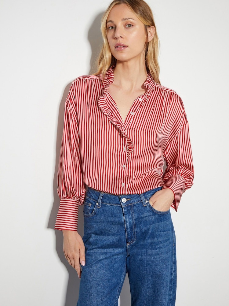 Monsoon Red Nancy Satin Stripe Blouse - Image 1 of 5