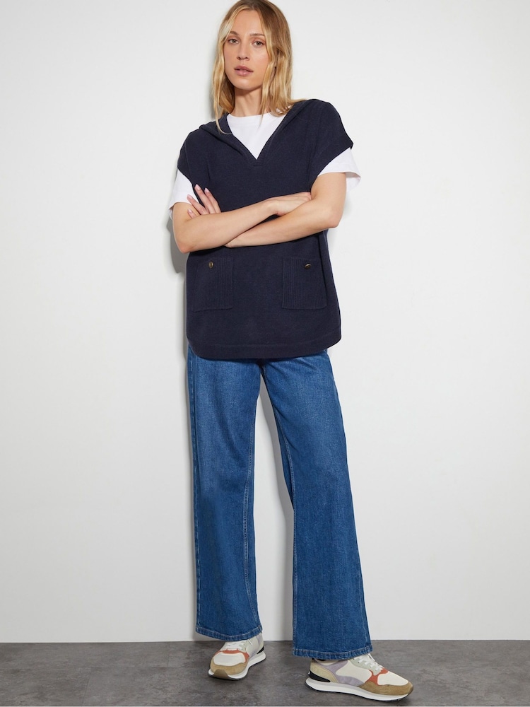 Monsoon Blue Hooded V-Neck Sweater Vest - Image 2 of 5
