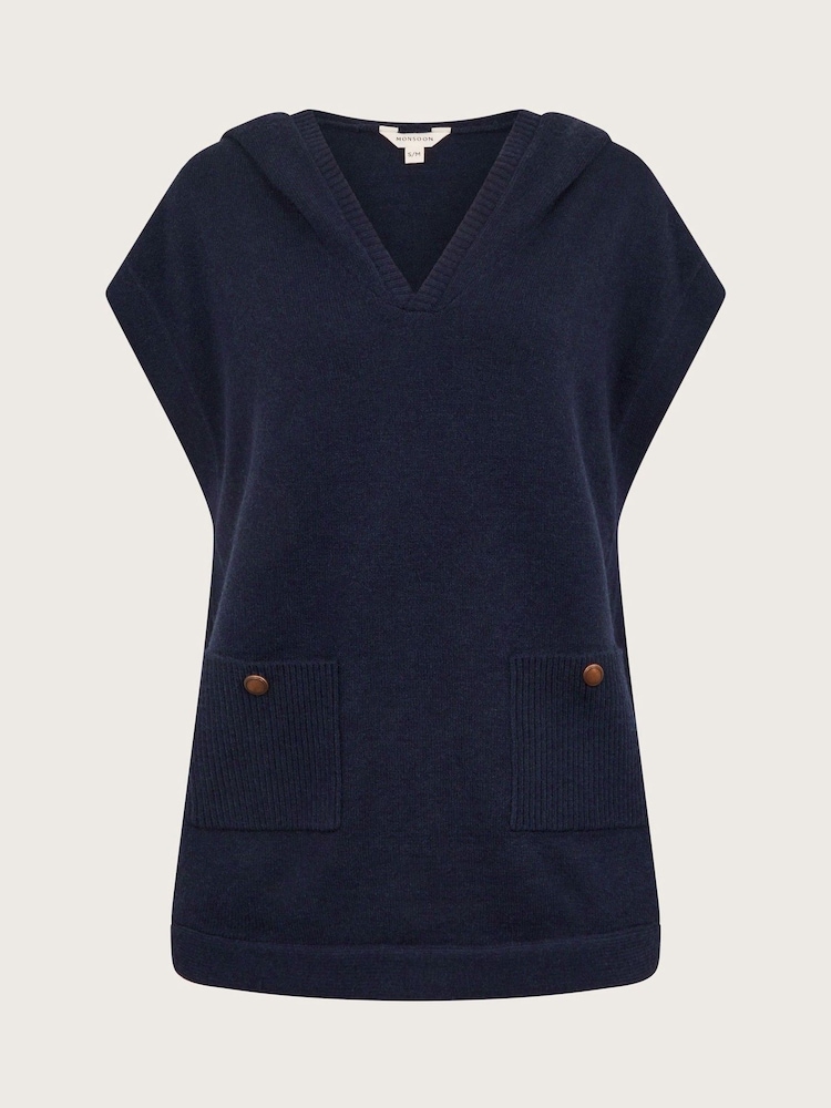 Monsoon Blue Hooded V-Neck Sweater Vest - Image 5 of 5