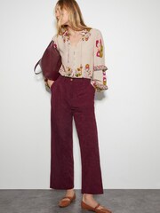 Monsoon Red Samira Corduroy Wide Leg Trousers - Image 1 of 4