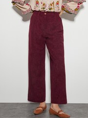 Monsoon Red Samira Corduroy Wide Leg Trousers - Image 2 of 4