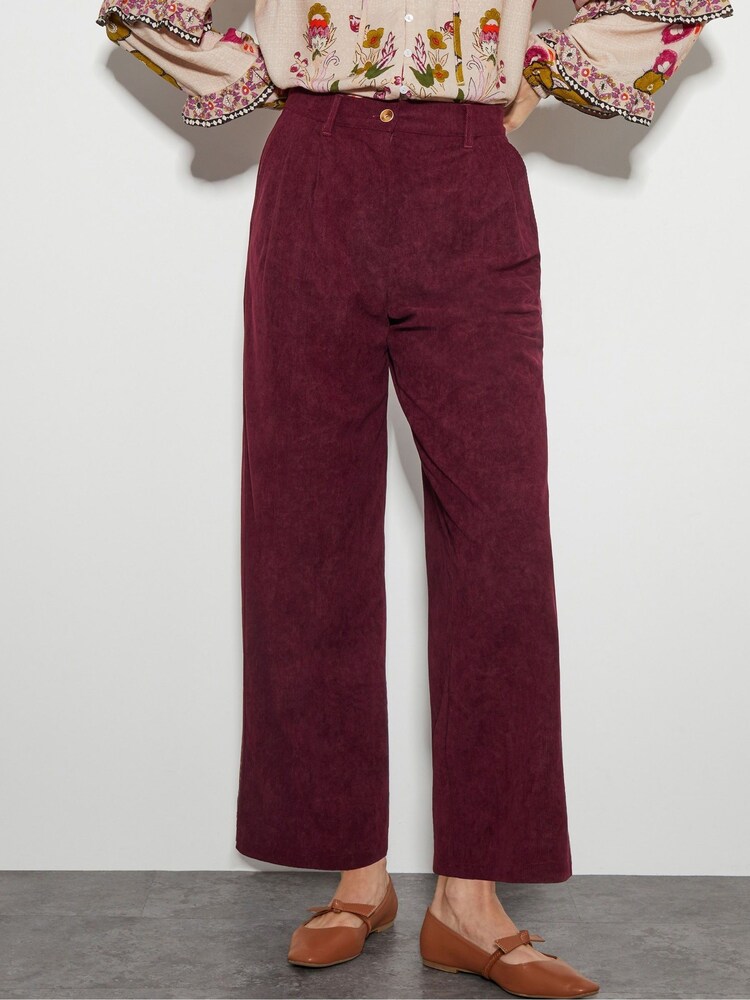 Monsoon Red Samira Corduroy Wide Leg Trousers - Image 2 of 4