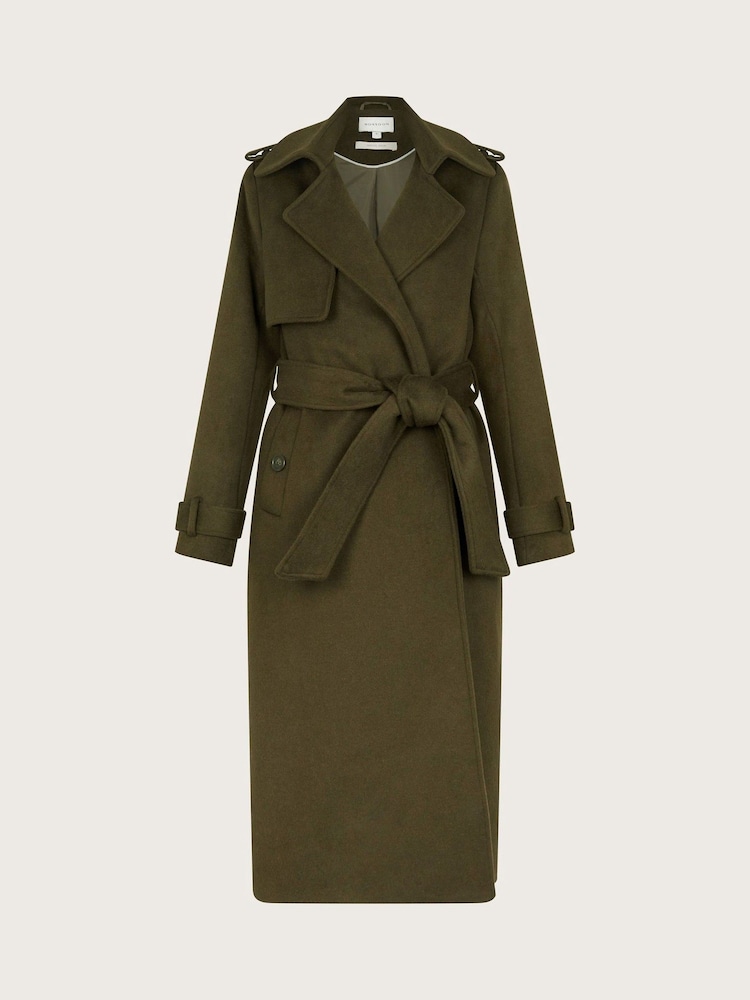 Monsoon Green Ollie Belted Trench Coat - Image 6 of 6