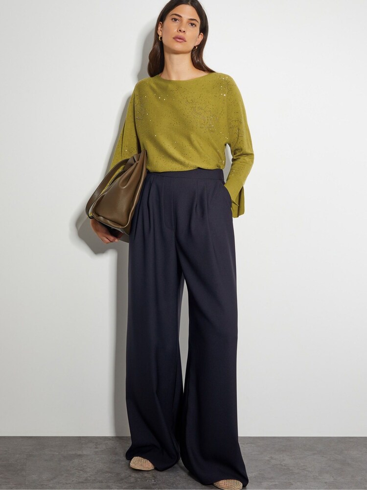 Monsoon Green Hope Sparkle Stud Raglan Jumper - Image 2 of 4