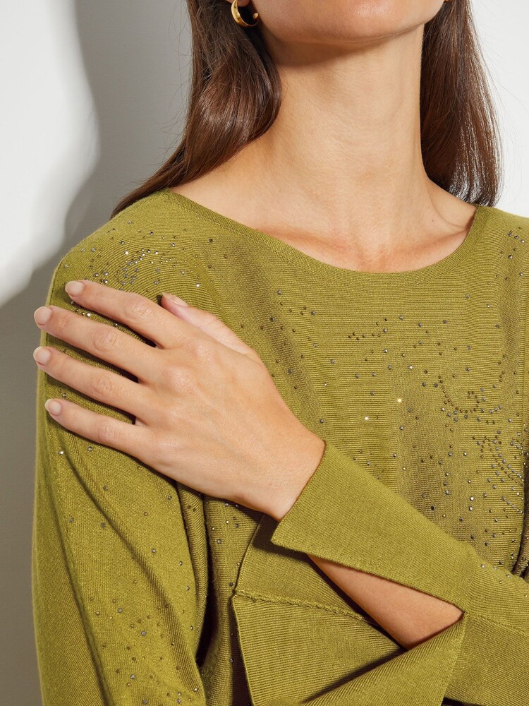 Monsoon Green Hope Sparkle Stud Raglan Jumper - Image 4 of 4