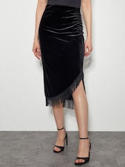 Monsoon Black Tia Velvet Tassel Midi Skirt - Image 2 of 6