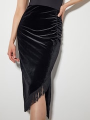 Monsoon Black Tia Velvet Tassel Midi Skirt - Image 4 of 6