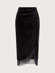 Monsoon Black Tia Velvet Tassel Midi Skirt - Image 6 of 6