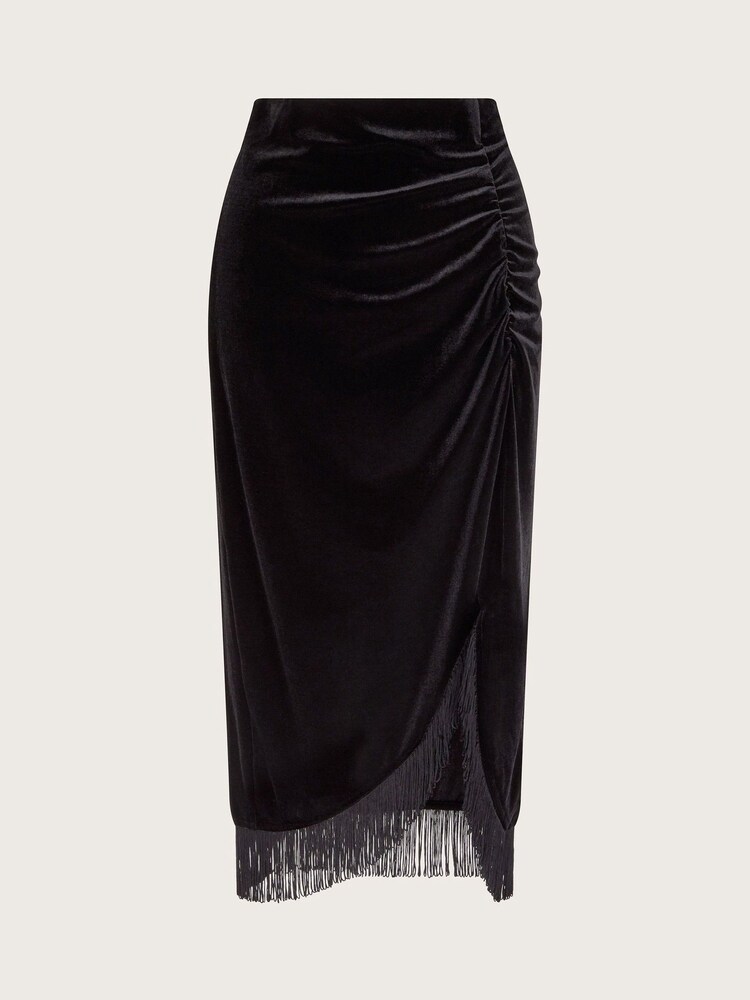 Monsoon Black Tia Velvet Tassel Midi Skirt - Image 6 of 6