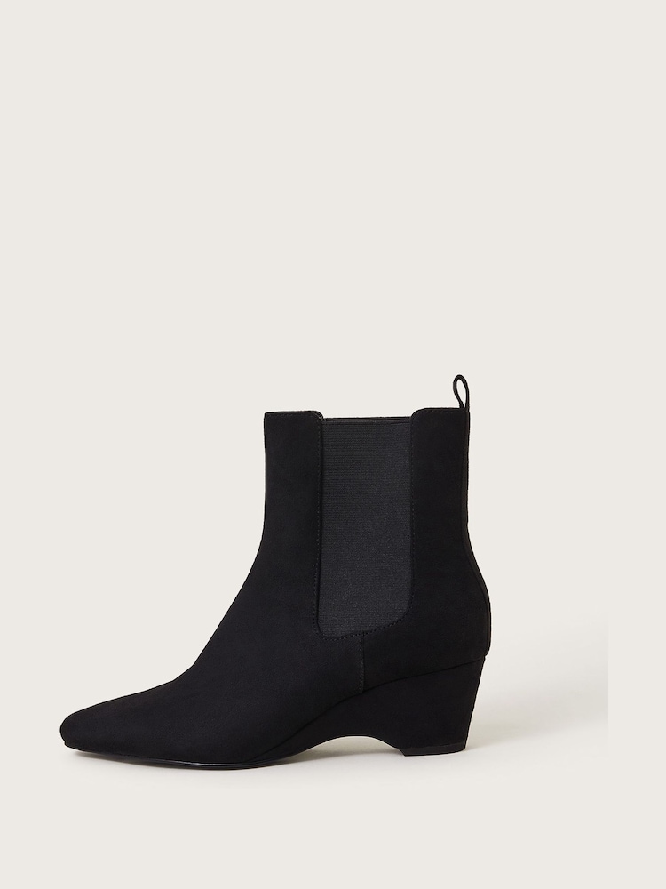 Monsoon Black Shay Suedette Wedge Ankle Boots - Image 2 of 3