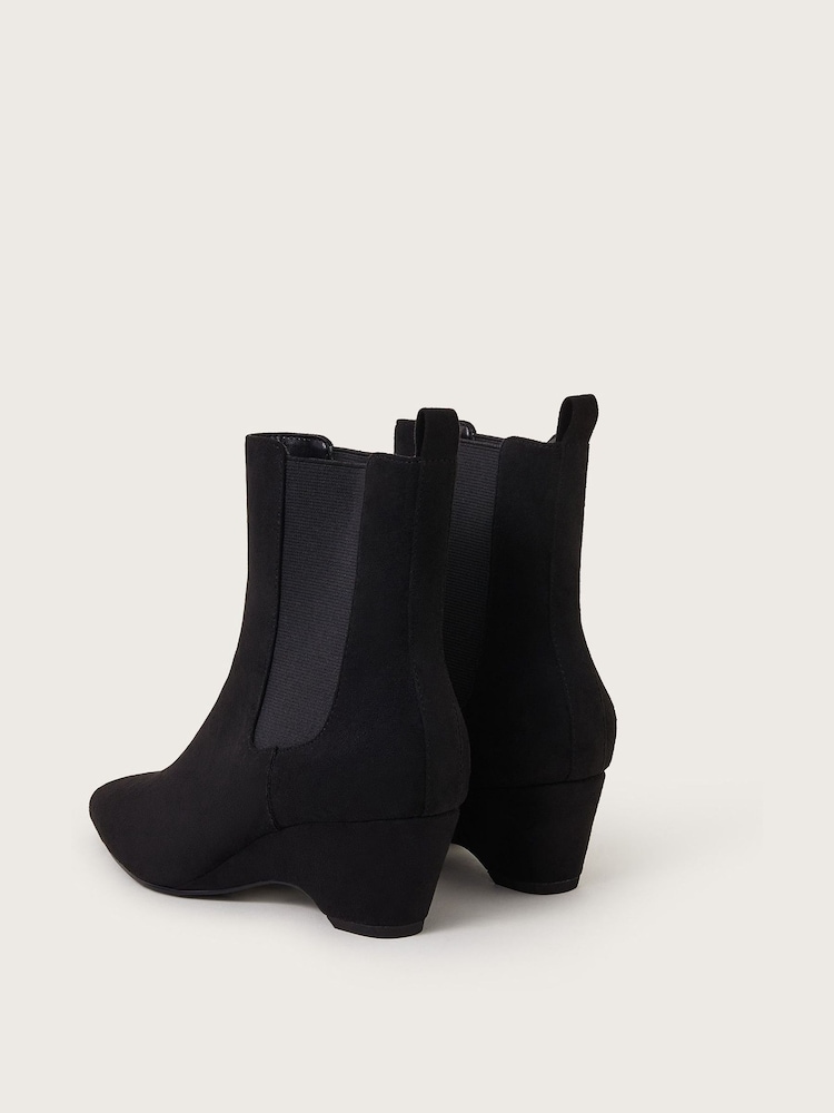 Monsoon Black Shay Suedette Wedge Ankle Boots - Image 3 of 3